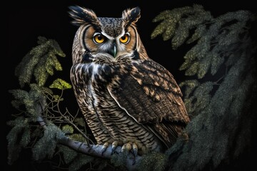 The Owl at Night. Generative AI