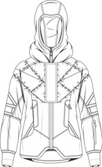 illustration drawings coats jacket design clothing clothes women robe gown dress pocket details fabrics girl boys man textile texture vector