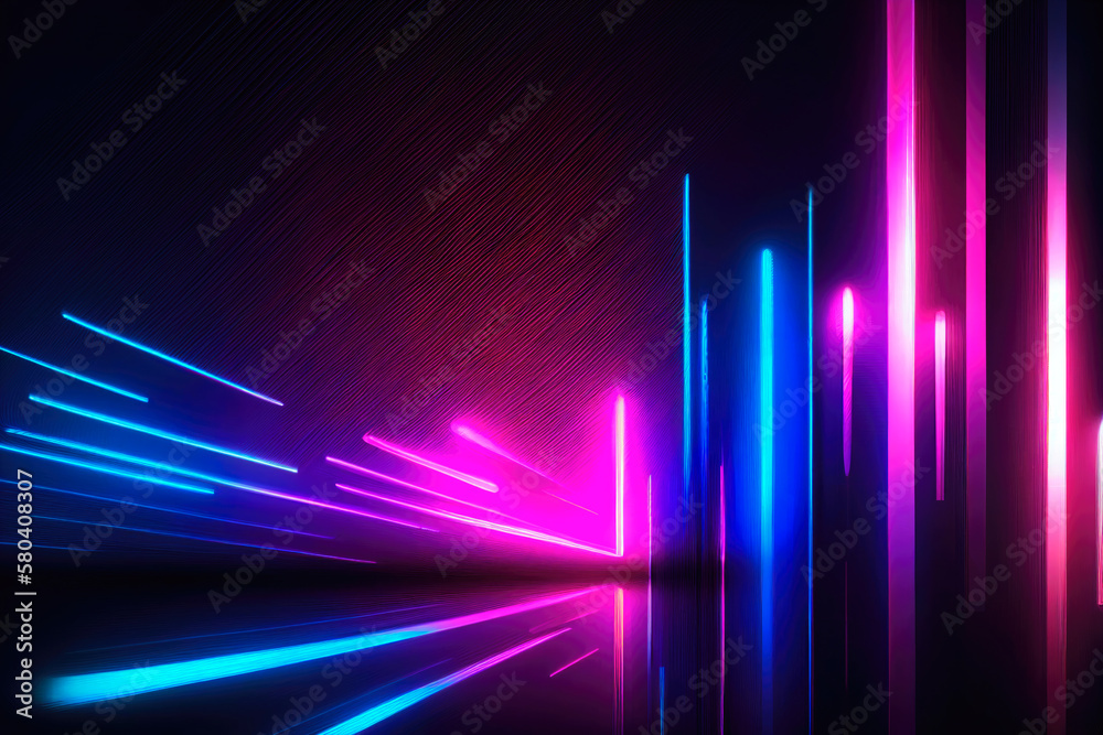 Poster futuristic techno sci-fi background with glowing lines, ai generation