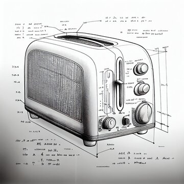 Generative AI illustration of a vintage toaster