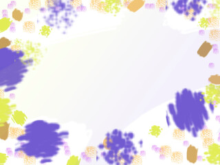 A frame of strokes of blue, green, brown paint for the background with copyspace. Art illustration in a frame and with a white background