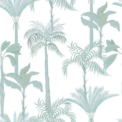 Seamless pattern with monochrome silhouette palms and tropical trees. Vector.Seamless pattern with monochrome silhouette palms and tropical trees. Vector.Seamless pattern with monochrome silhouette