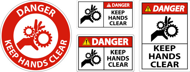 Danger Keep Hands Clear On White Background