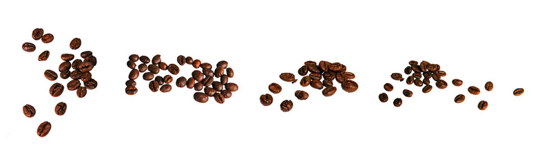 Set of bean roasting coffee isolated