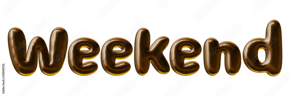 Poster weekend text design in 3d rendering with modern effect style for holiday concept.