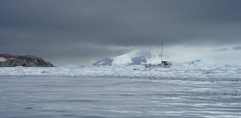 Sailboat in Antarctica 