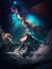 Mount Everest bei Nacht, wunderschöner Sternenhimmel