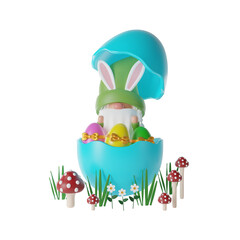 Cute Easter Gnome 3D Illustration