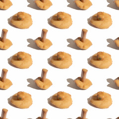 Seamless pattern with salted mushroom on yellow background.