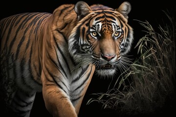 Fototapeta na wymiar The Dudley Zoo in England on April 9, 2022. Sumatran Tiger. Generative AI