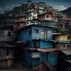 Fototapeta na wymiar The Brazilian favela community is characterized by poverty, informal settlements, and social issues, but it's also a place of culture, diversity, and resilience, GENERATIVE AI