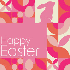 Happy Easter. Holiday concept. Template for background, banner, card, poster with text inscription. Vector EPS10 illustration.