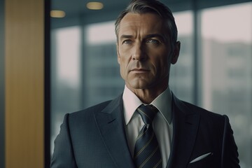 Fototapeta premium Portrait of professional businessman in a modern office workplace in suit