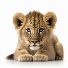 lioness on a white background, generative ai