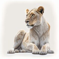Plakat lioness on a white background, generative ai