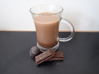 glass of a coffee and chocolate