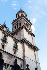 Fototapeta premium Bell tower of the Cathedral of Jaen, one of the masterpieces of Spanish Baroque.