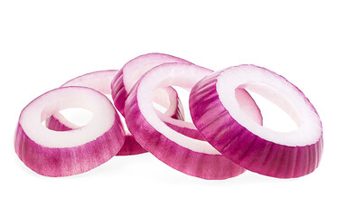 Rings of violet onion isolated on a white background