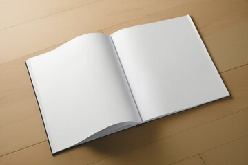 white book mockup on wooden table, isolated book top view