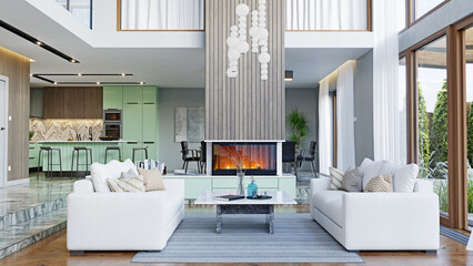 Modern living interior.