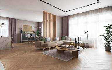 Modern living interior.