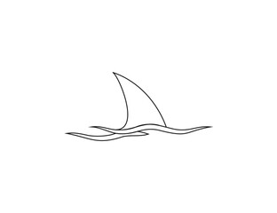Shark fin, wave line icon. Vector illustration.