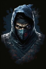 Fototapeta na wymiar ninja fighter portrait
