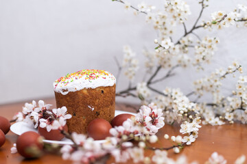Easter cake and painted eggs