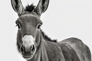 Portrait of a donkey on a white background. Generative AI - obrazy, fototapety, plakaty