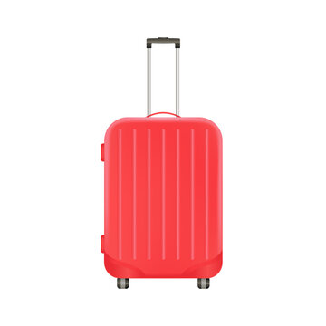 Red Travel Bag Isolated On White Background.