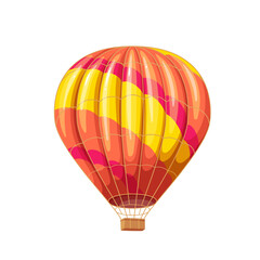 Hot air balloon vector illustration. Cartoon isolated Turkish retro airship with colorful rainbow stripes on parachute and basket for tourists travel and adventure, aerostat for flight in sky