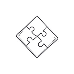 Puzzle piece doodle. Puzzle hand drawn sketch style icon. Teamwork, game doodle drawn concept. Vector illustration. © Polina Tomtosova