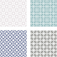 Collection of seamless ornamental vector patterns. Decorative backgrounds made of small squares. The rich decoration of abstract patterns for construction of fabric or paper. 