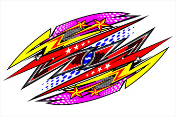 Obraz premium racing background vector design with a unique stripe pattern and bright colors, as well as a star effect. suitable for your racing design.