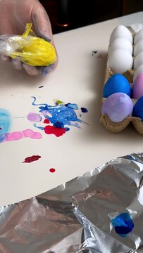 Easter eggs coloring time lapse