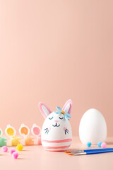 Easter egg in the form of a rabbit. Ideas of DIY Easter crafts with children. Happy Easter
