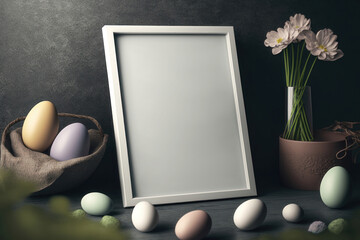 Easter mockup. Frame with a blank space. Generation AI