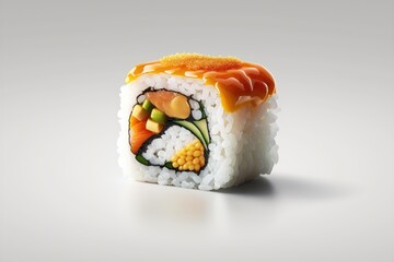 Creative layout made of sushi on white background. Food concept. AI generation