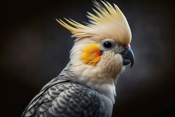 Obraz premium Pet. Cockatiel parrot. Funny parrots. Cockatiel pet. Crested bird. Cute animal. Funny bird. Cockatiel. Caring for pet. Bird. Animal. Feathered buddy. Ornithology. Funny parrot. close up portrait. Wall