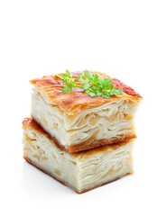 Cheese puff pie khachapuri achma isolated on white
