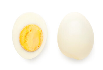 Delicious boiled eggs isolated on white background
