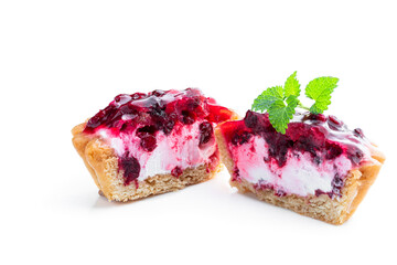 Delicious fruit tarts isolated on white