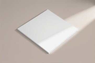 Blank portrait mockup paper, square magazine brochure isolated on beige background