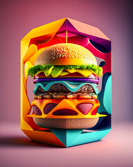 Vibrant Abstract Hamburger Illustration