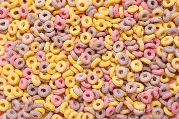 Colorful cereal rings as background