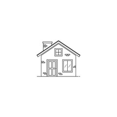 Brick house with chimney icon isolated vector graphics