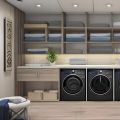 a well-organized laundry room with ample counter space 2_SwinIRGenerative AI