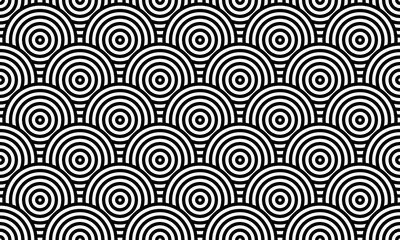 Seamless pattern with bold striped circles. Stylish geometric texture. Modern abstract background.