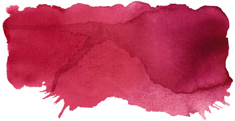 Hand painted brush strokes. Viva Magenta watercolor spots isolated on white background