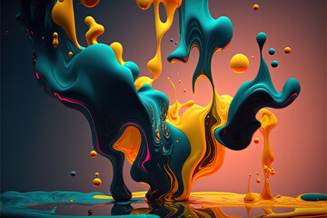 Colorful Floating Liquid Abstract Background, Ultra Realistic. Generative AI